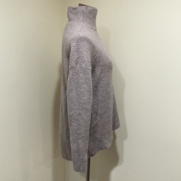 Madewell Wafflestitch Turtleneck Sweater Small Gray Merino Wool Alpaca Blend - Picture 3 of 9